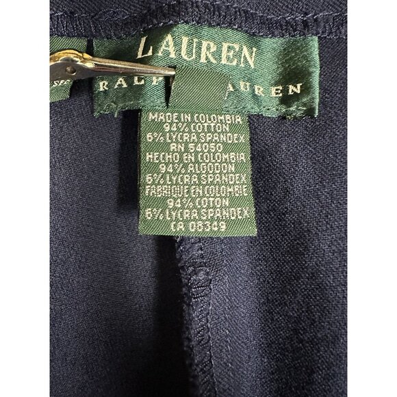 Lauren Ralph Lauren Pants Size‎ 16 Navy Stretch  Straight Leg Career Trousers - Picture 10 of 13